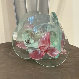 Hand Made Decorative Glass Art Tea Light Candle Holder Sculpture